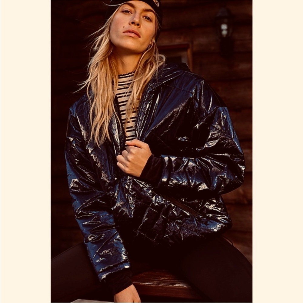 Free People Movement Black Polar Ice Puffer Pullover Hooded Ski Jacket Size XS